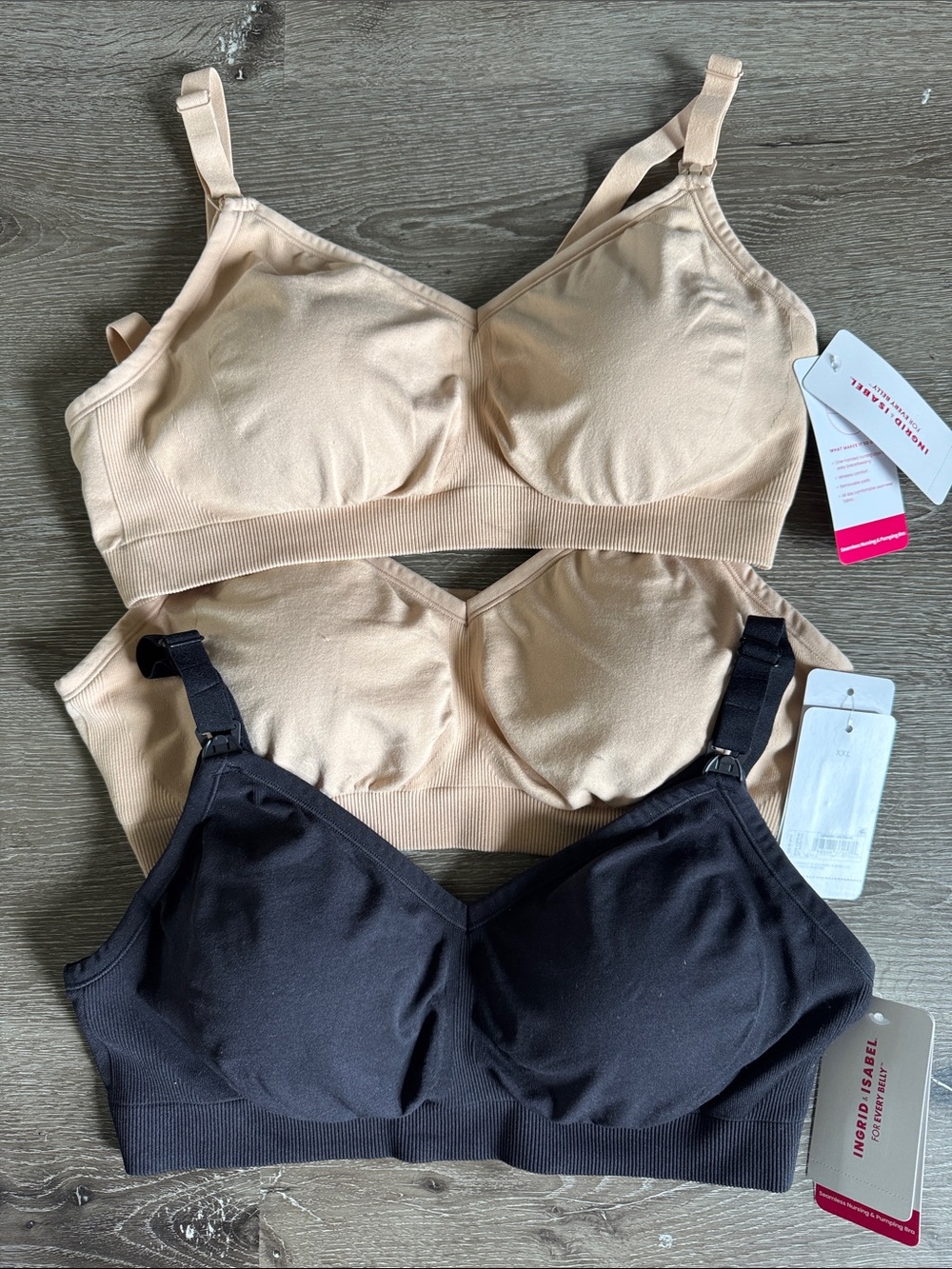 Ingrid & Isabel Seamless Nursing Bras - Black & Nude